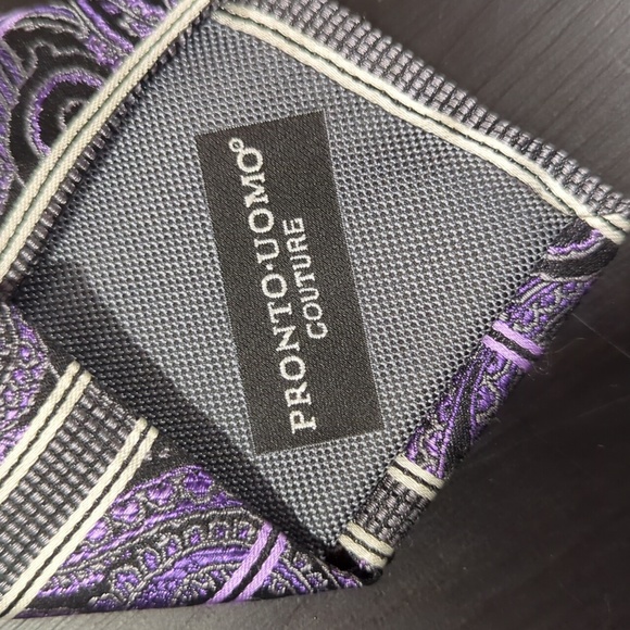PRONTO UOMO Paisley+Striped Regular Tie - Picture 5 of 5